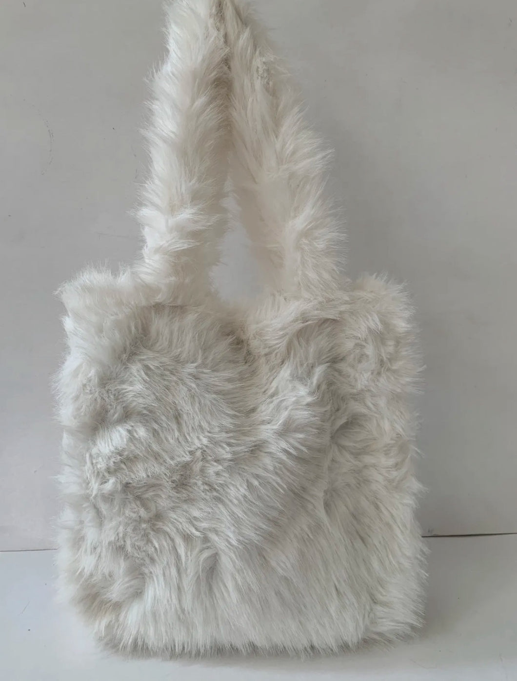 Luna  Ivory Faux Fur Handbag