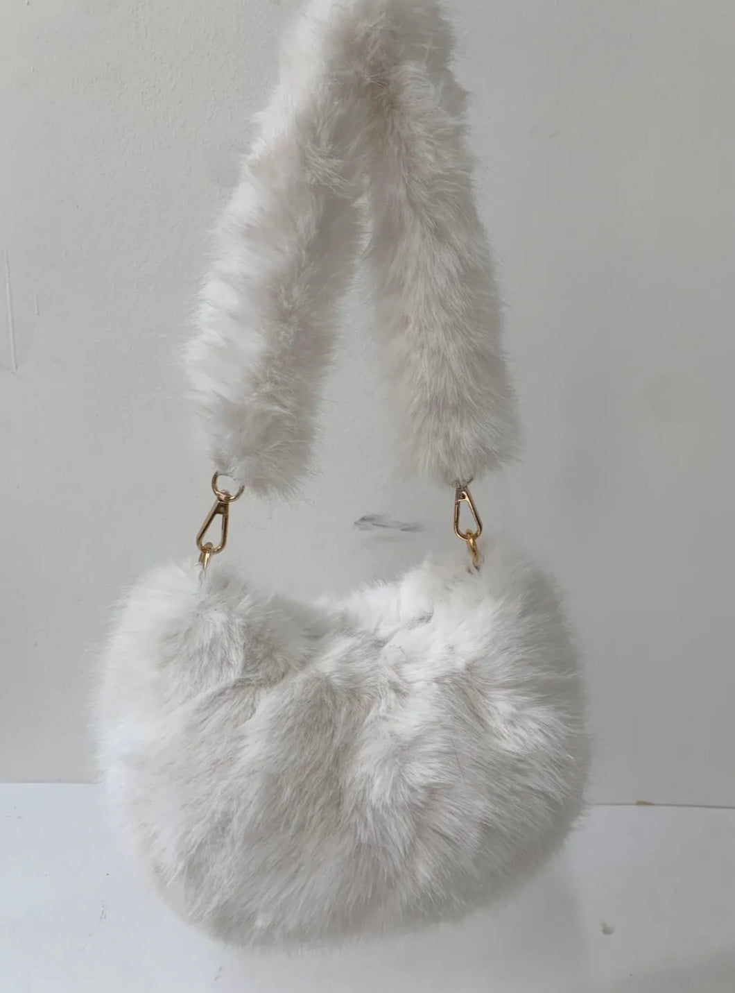 Maya Ivory Faux Fur Hand Bag