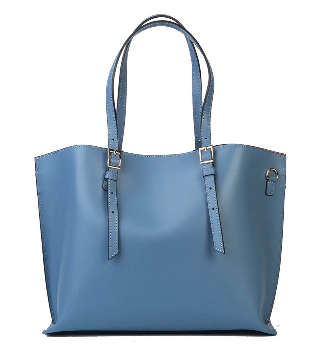 Bibi Light Blue Leather Hand Bag
