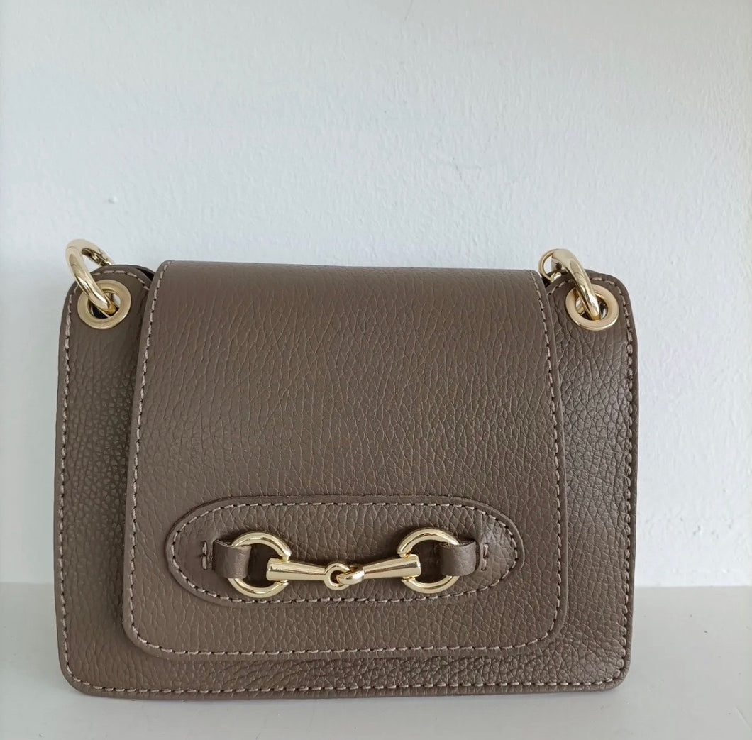 Burano Taupe Horsebit Leather handbag