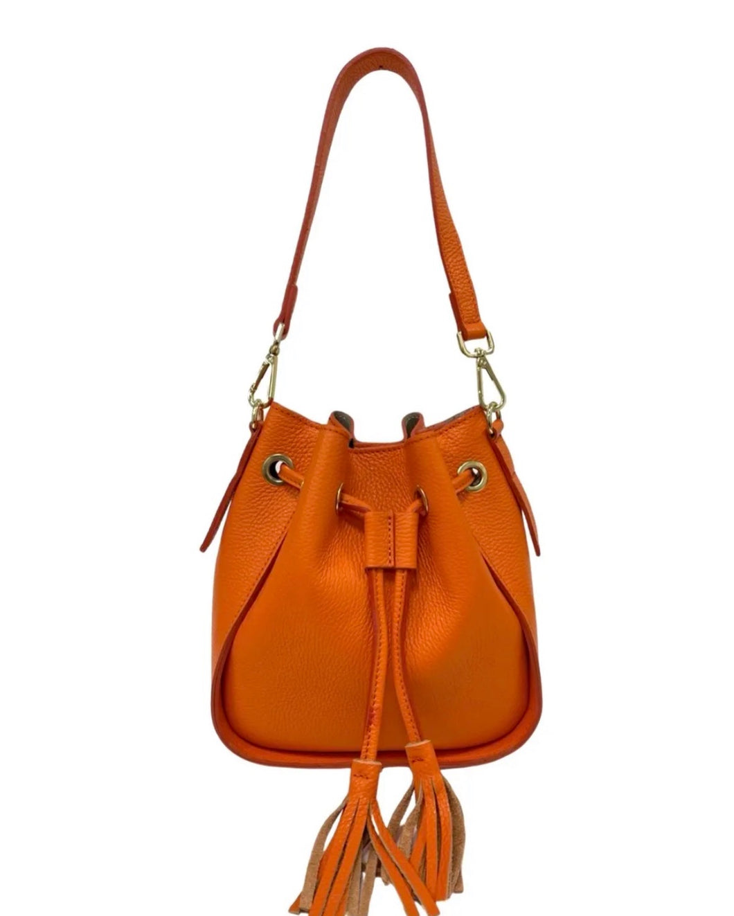 Lily Orange Leather Hand Bag