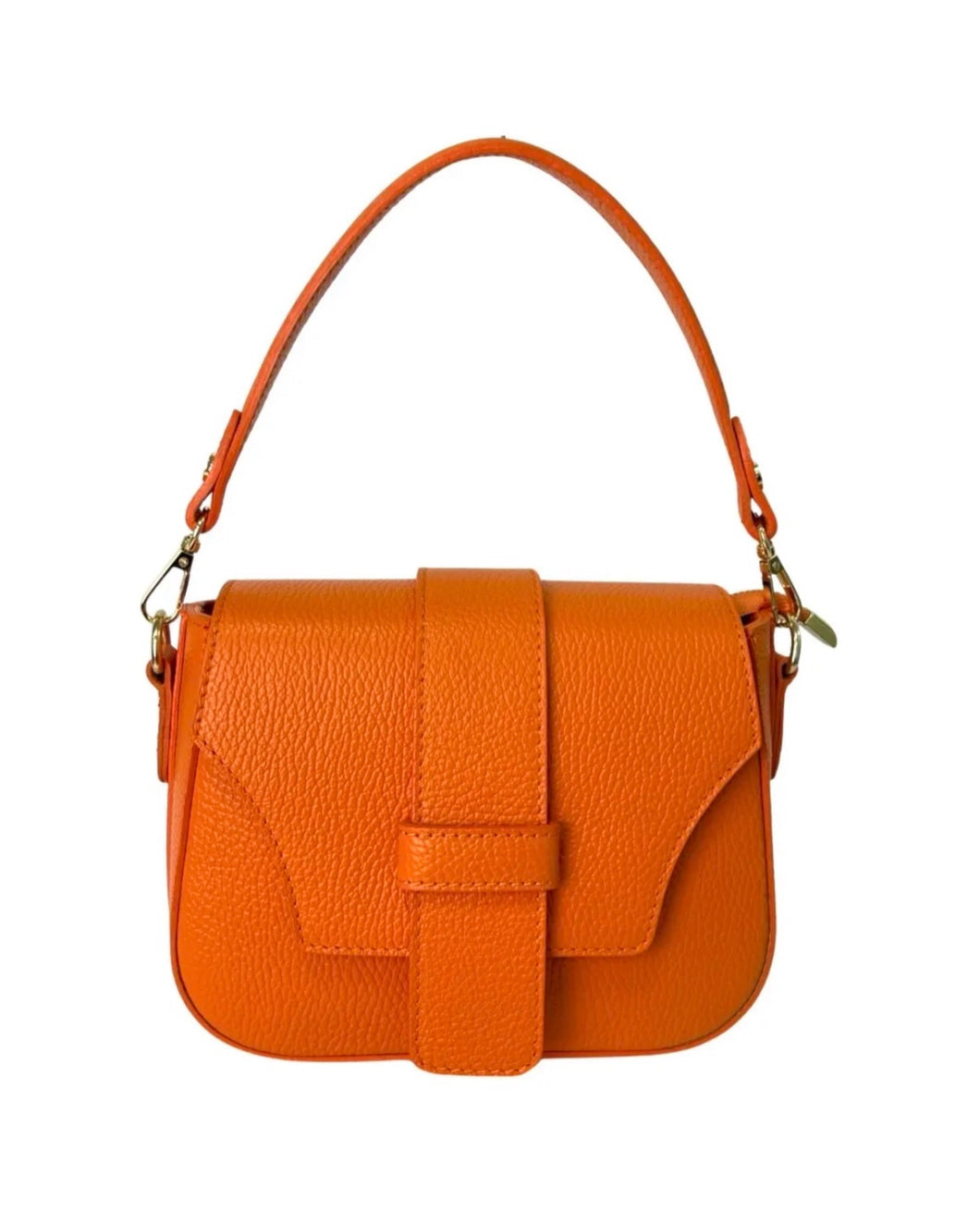 Mimmi Orange Leather Crossbody Hand Bag