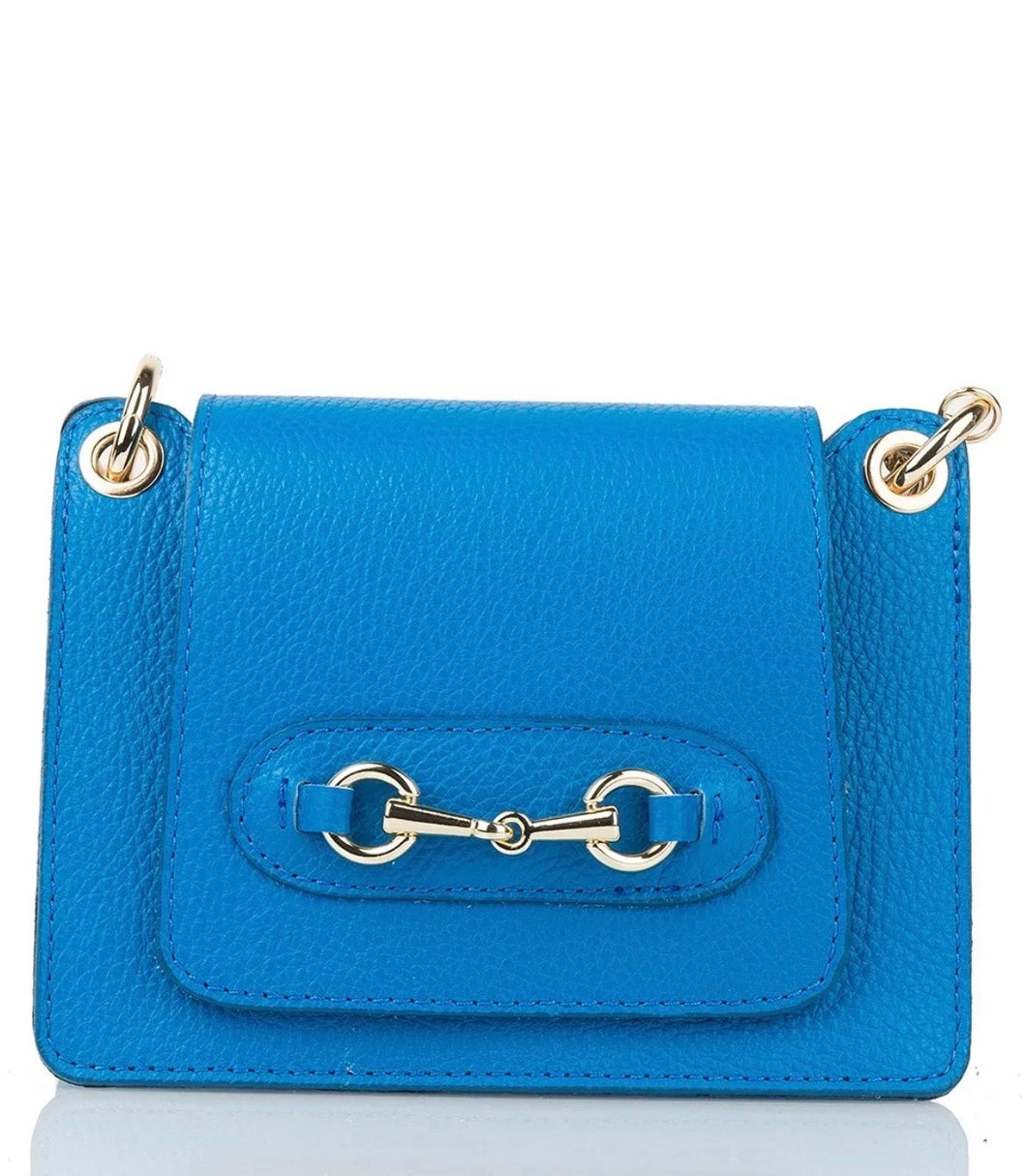 Burano Bluette Horsebit Leather Crossbody Handbag