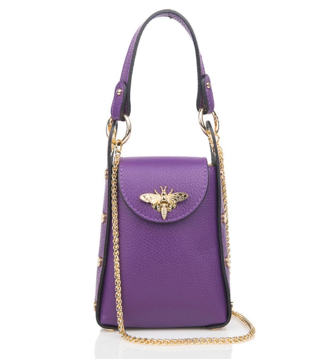 Betty Purple Leather Phone Bag