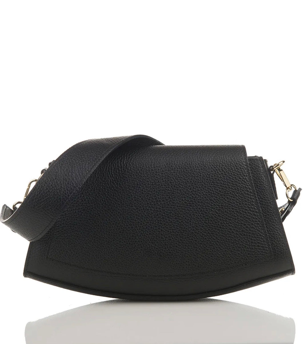Kaia Black Leather Crossbody Bag