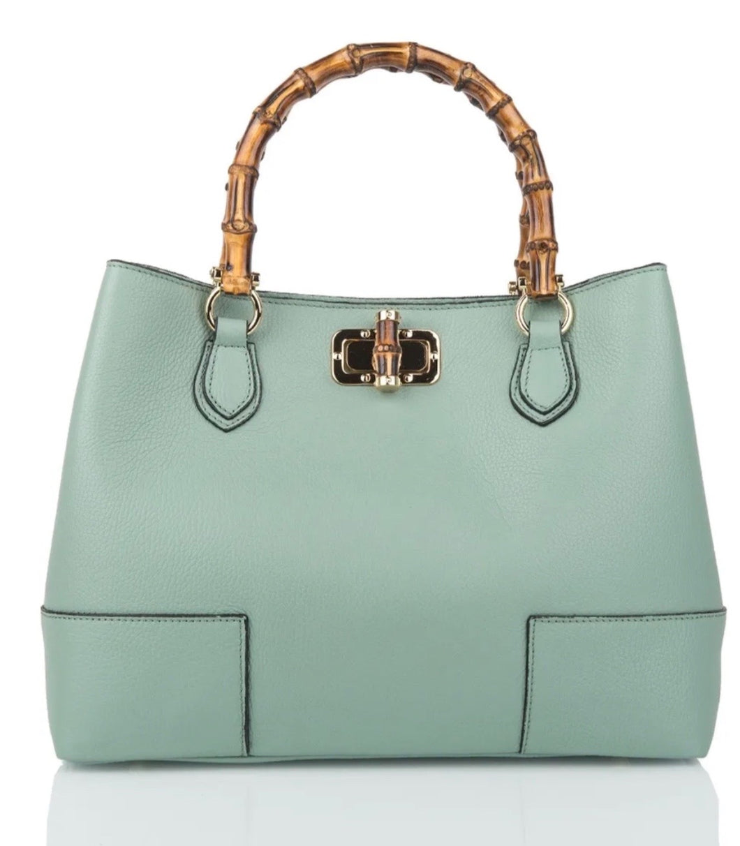 Lolo Mint Green Bamboo Leather Hand Bag