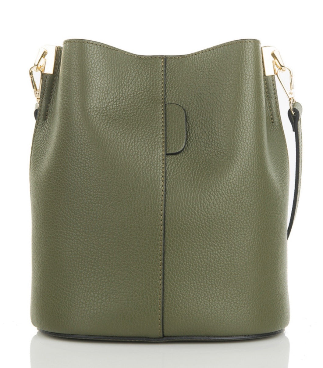 Katie Army Green Leather Hand Bag