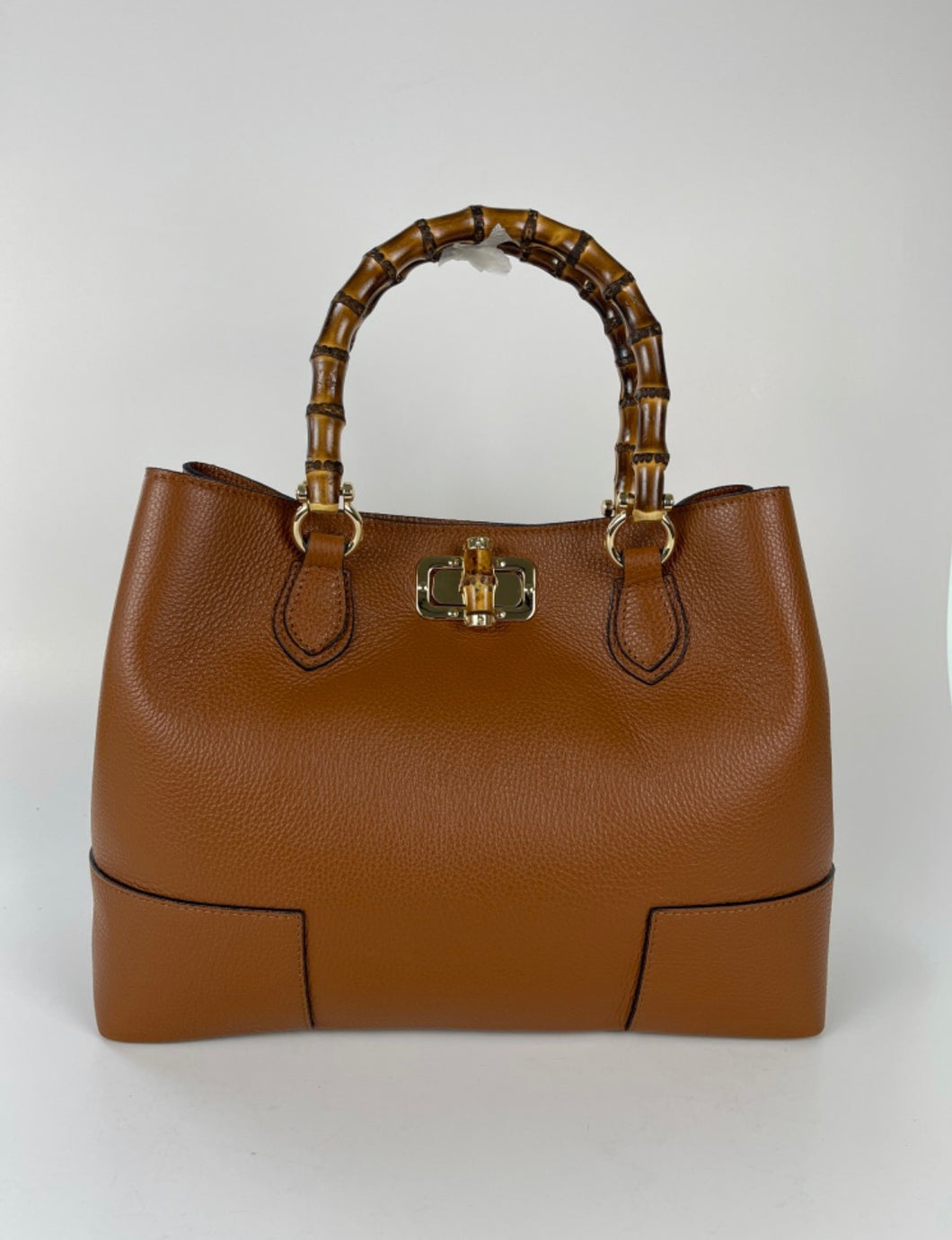 Lolo Cognac Bamboo Leather Hand Bag