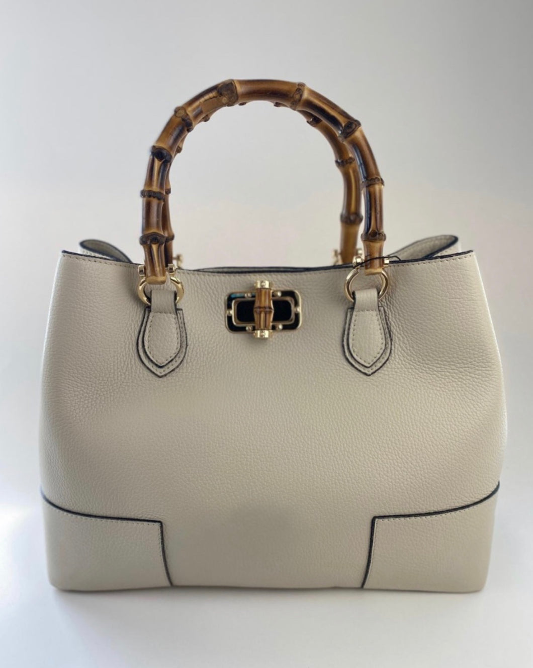 Lolo Ivory Bamboo Leather Hand Bag